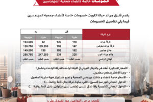 خصومات خاصة لأعضاء جمعية المهندسين بفندق جراند حياة الكويت