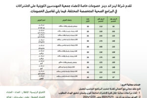 تقدم شركة لينز اند خصومات خاصة لأعضاء جمعية المهندسين الكويتية